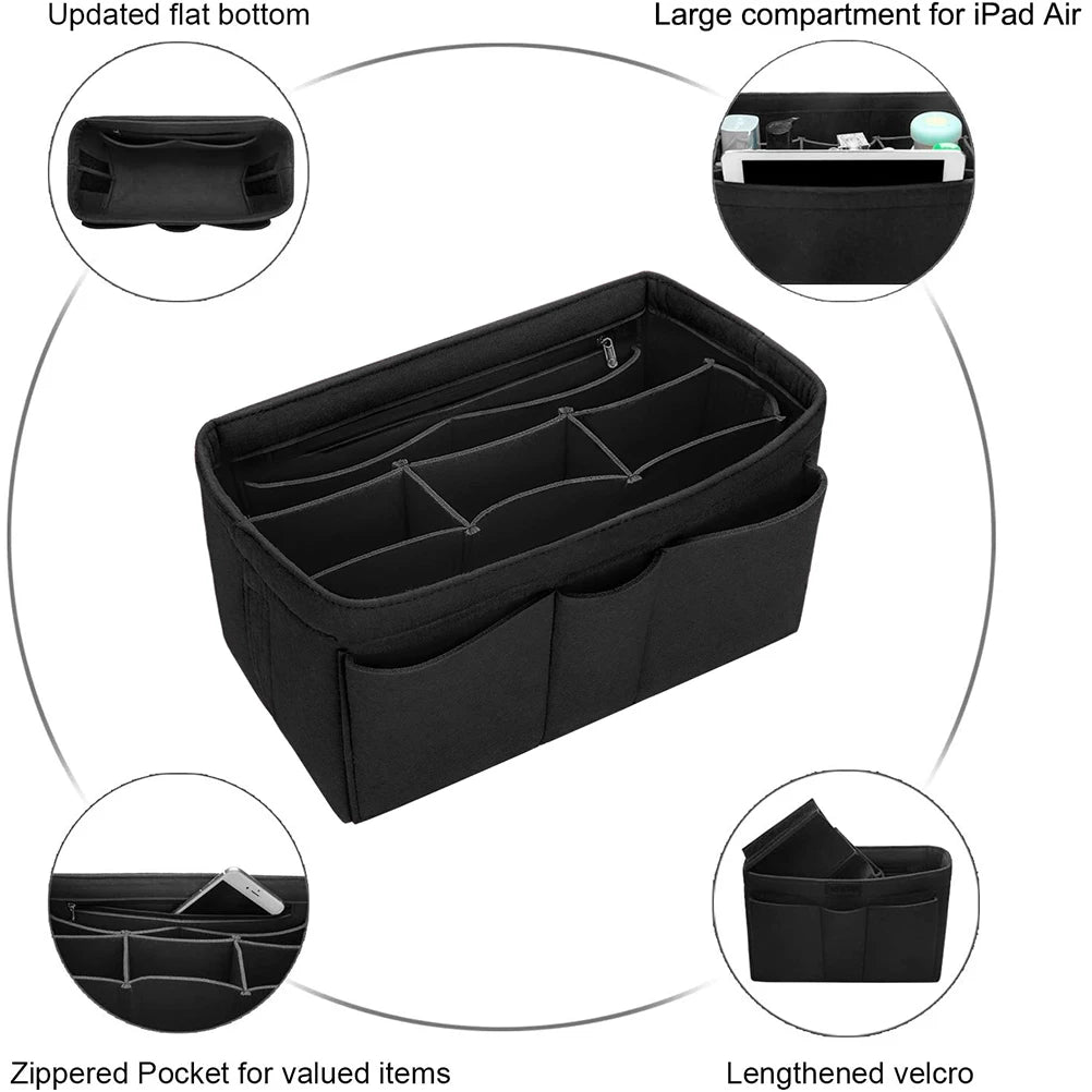 Felt Handbag Organizer – Multi-Pocket Insert for Cosmetics, Travel & Everyday Use