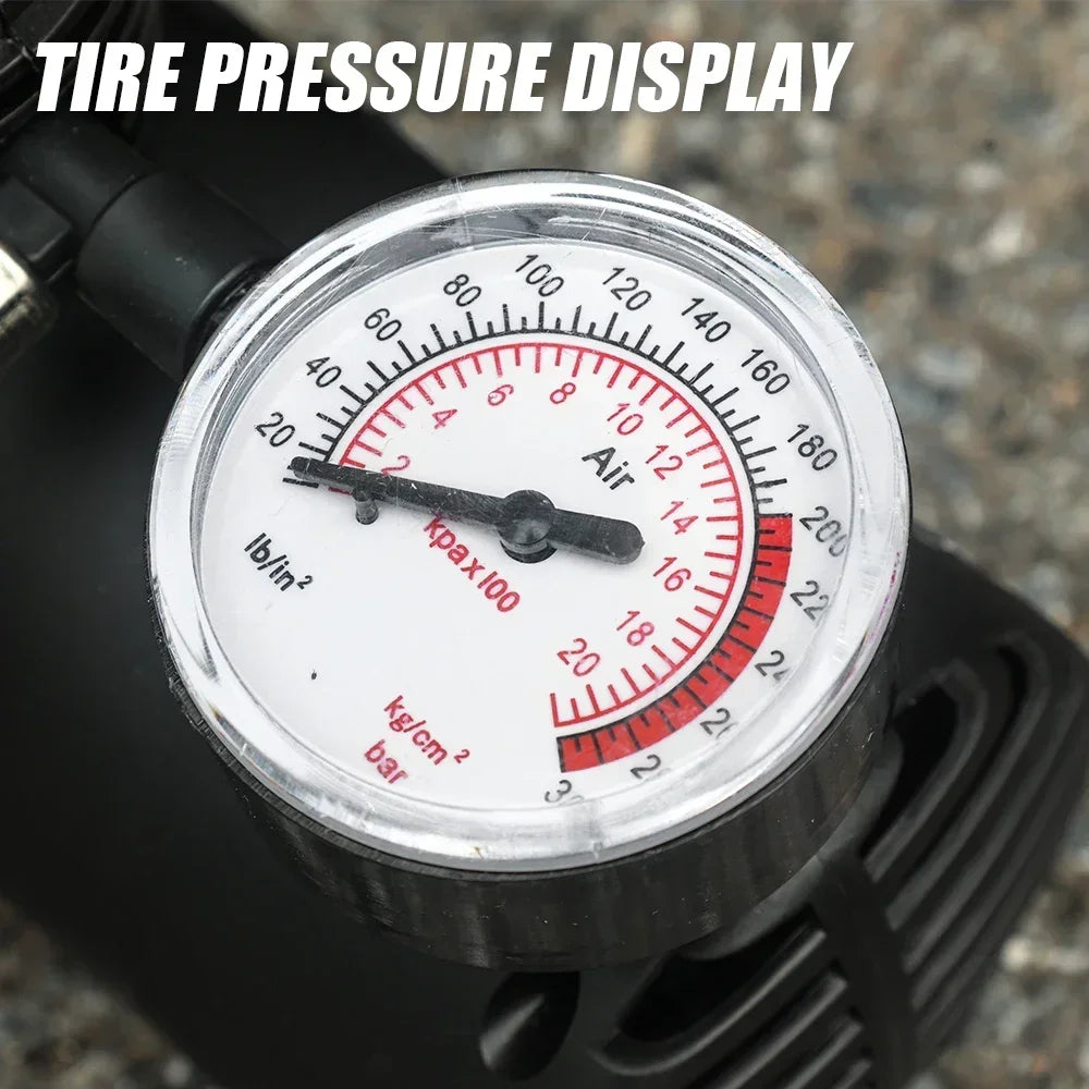 Portable 12V Car Air Compressor – 300 PSI Mini Tire Inflator with Pressure Gauge for Cars, Bikes & Balls