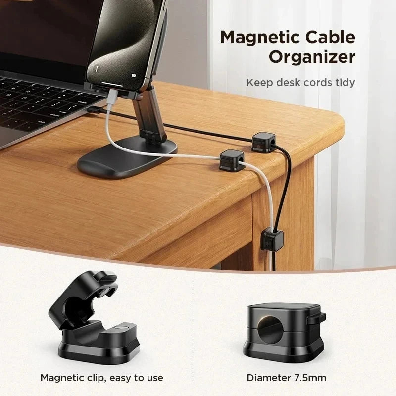 Adhesive Magnetic Cable Clips – Wire & Cord Organizer for Desk, Office & Home