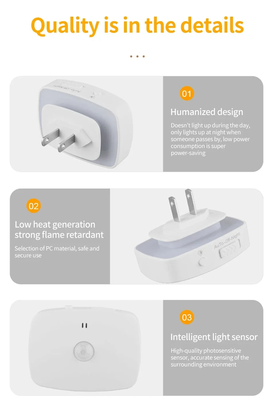 Motion Sensor LED Night Light – Smart Infrared Wall Plug, EU/US, 3 Colors
