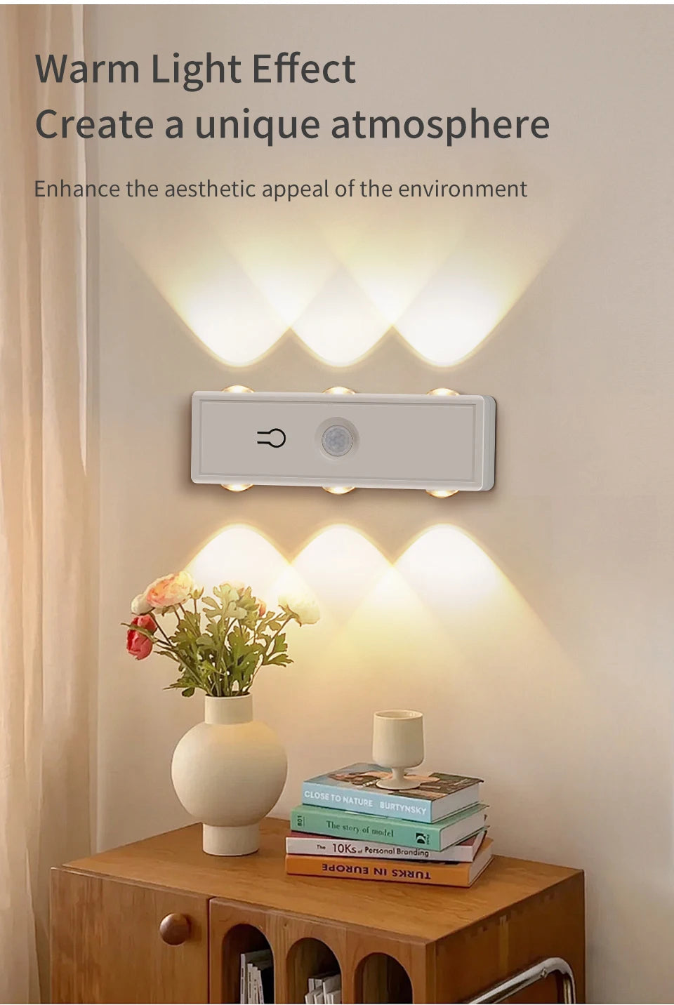 Magnetic Motion Sensor Night Light – RGB & 3-Color, Rechargeable, USB-C