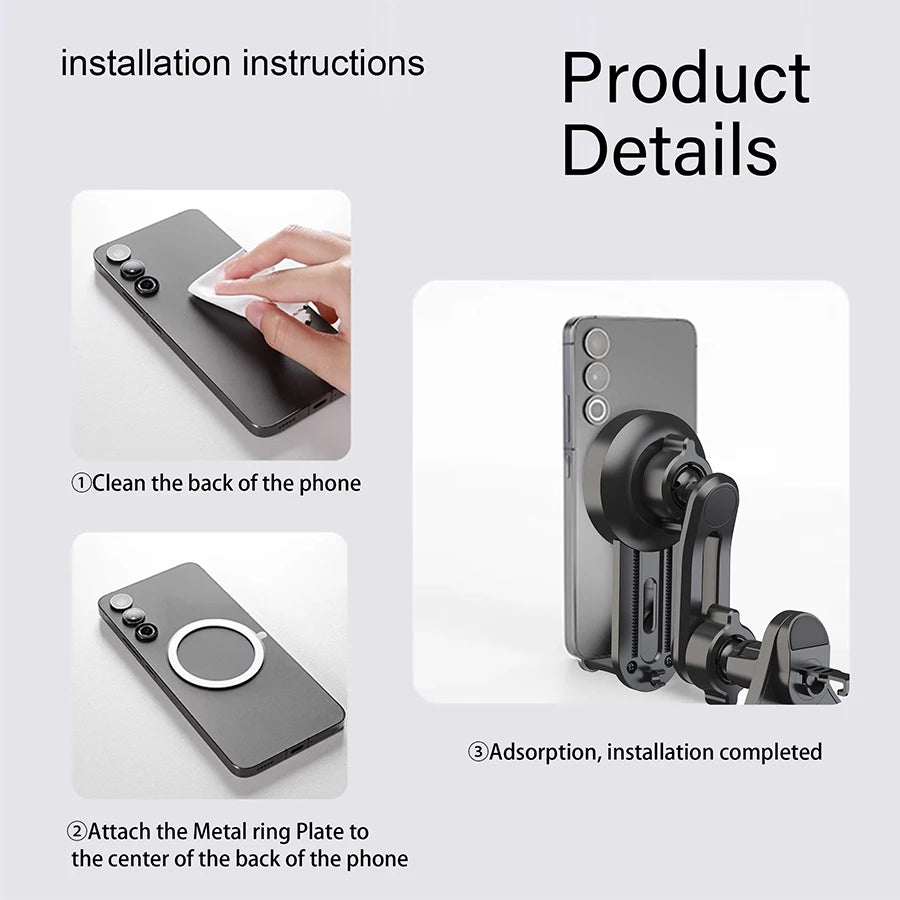 MagSafe-Compatible Magnetic Car Phone Mount – Air Vent, Strong Magnetic Hold