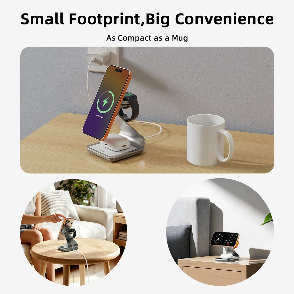AICO Magnetic 3 in 1 Wireless Charger for iPhone 17/16/15/13/14/12 30W Wireless Charging Station for Apple Watch/AirPods Pro