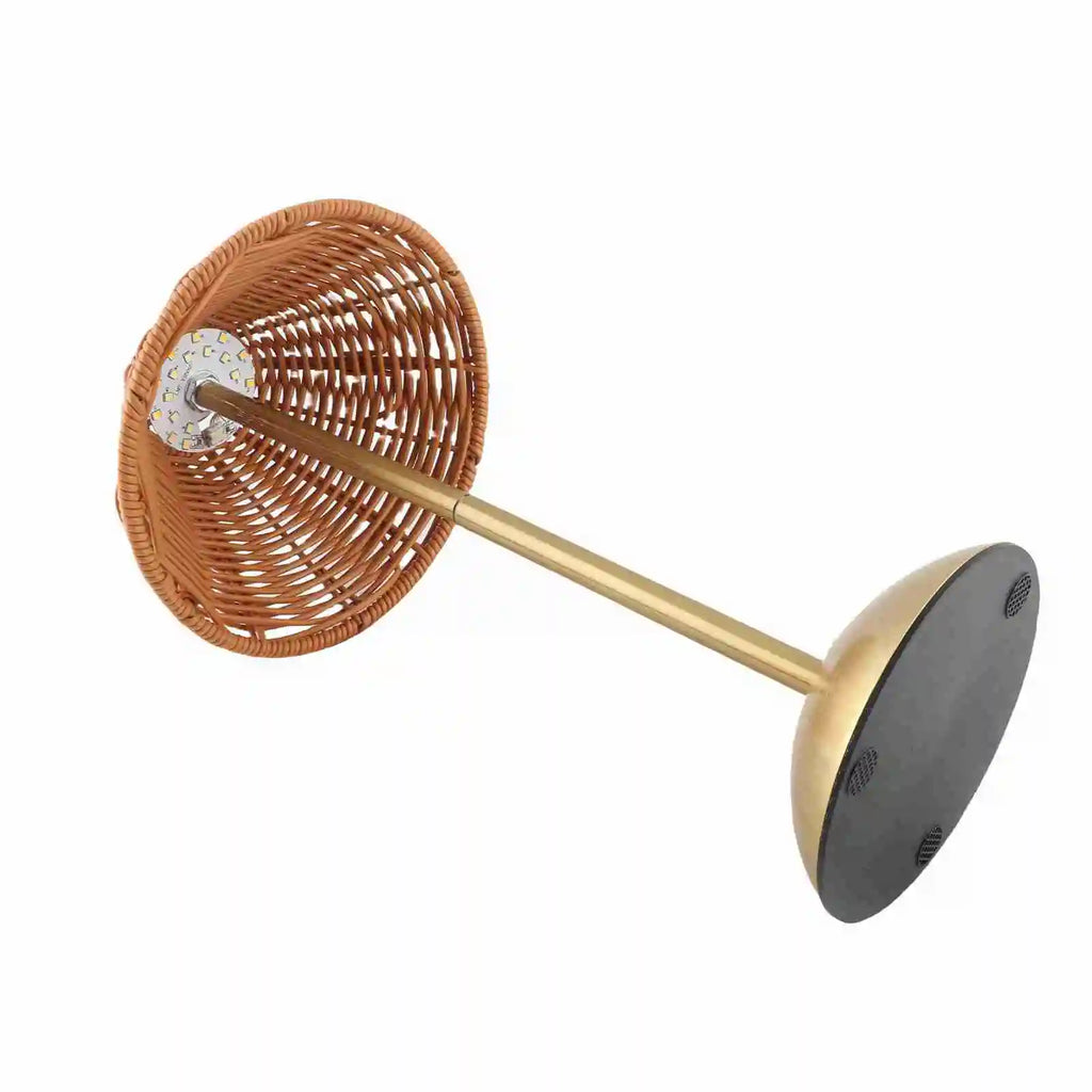 Cordless Boho Rattan Table Lamp – Dimmable LED, USB-C Rechargeable, Home & Restaurant