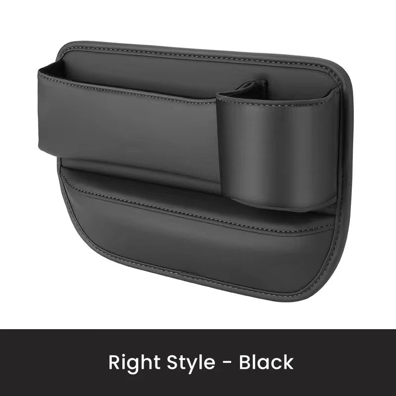 PU Leather Car Console Crevice Storage Box – Seat Gap Organizer with Cup Holder