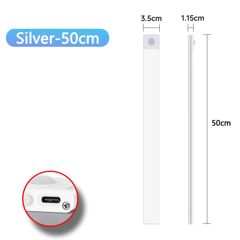 Slim Magnetic LED Strip Light – Motion Sensor, USB Rechargeable, 3-Color