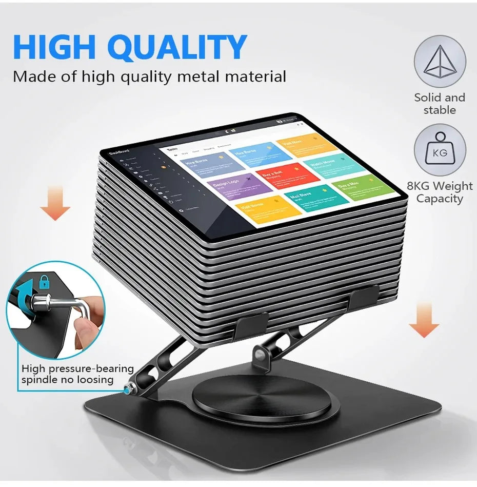 Foldable Laptop Stand – 360° Rotating Base, Adjustable & Ergonomic