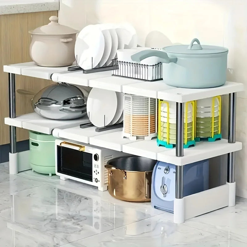 Adjustable Under-Sink Organizer – Stainless Steel Multi-Tier Storage Rack for Kitchen & Bathroom