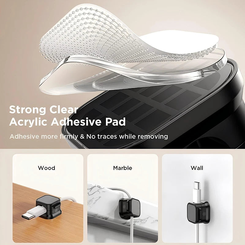 Adhesive Magnetic Cable Clips – Wire & Cord Organizer for Desk, Office & Home