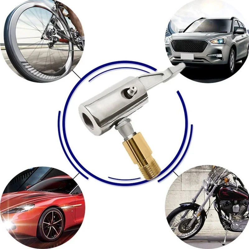 Tire Air Chuck with Barb Connector – Zinc Alloy Inflator Chuck for Car Hose Repair