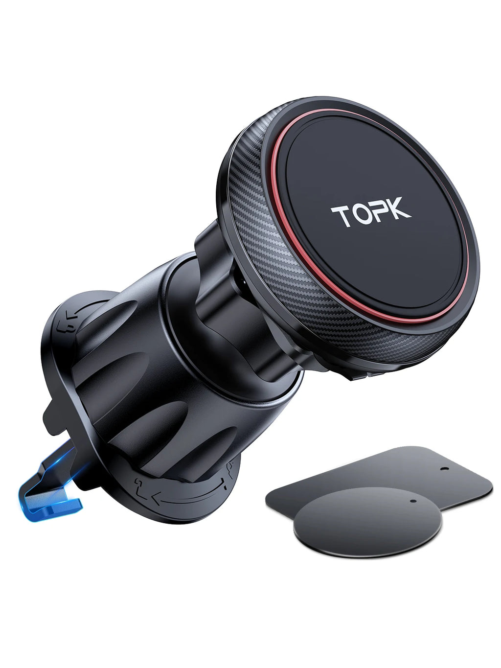 TOPK Magnetic Car Phone Holder – 6 N52 Magnets, Air Vent Mount, 360° Universal