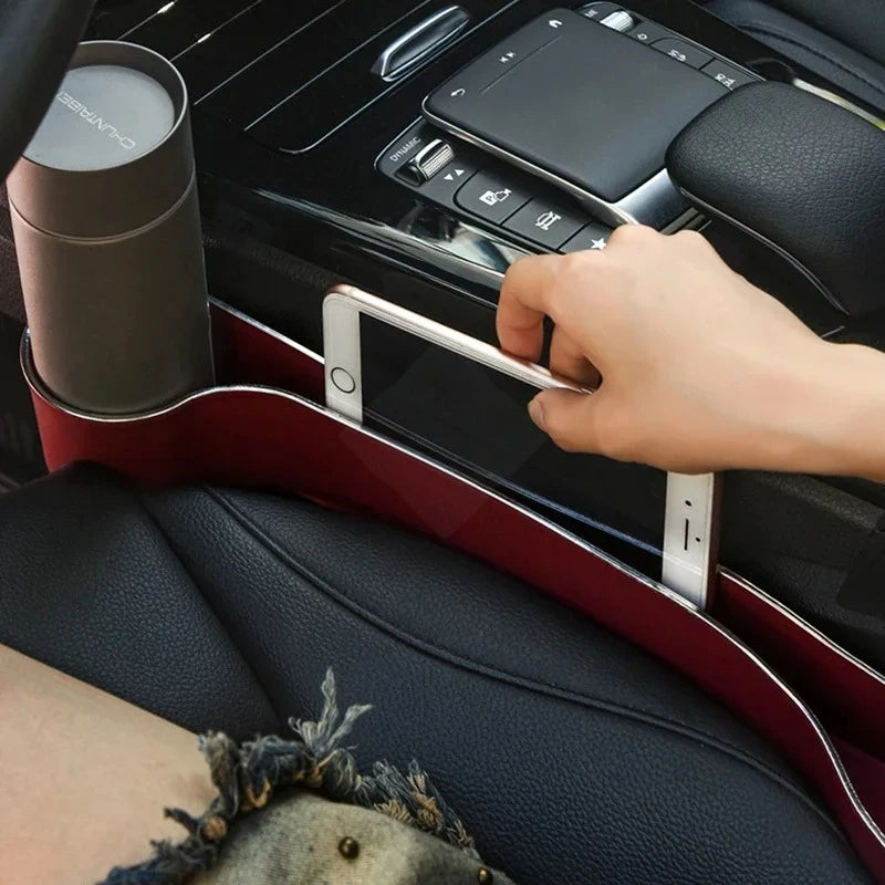 Car Seat Gap Filler Organizer 2-Pack – with Cup Holder & Phone Holder, Universal Fit