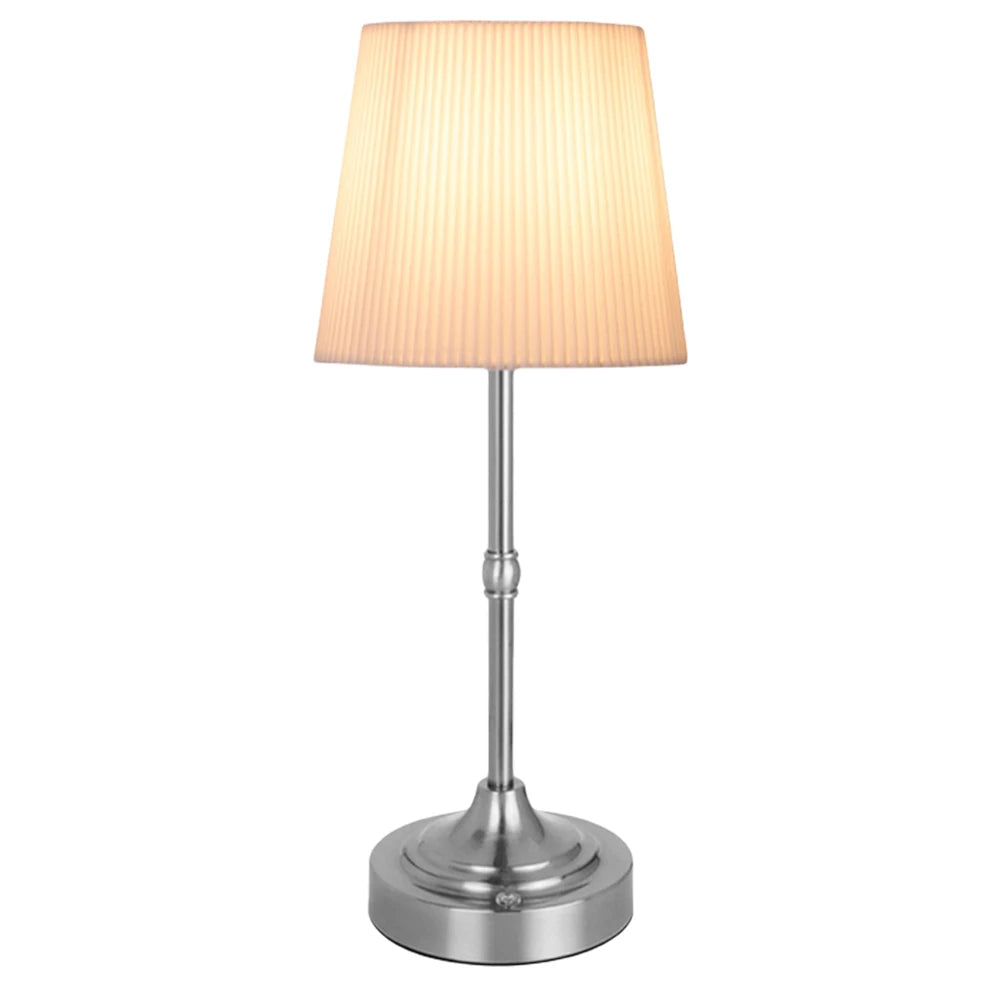 Cordless LED Metal Table Lamp – USB Rechargeable, 2200K Warm Light, Fabric Shade