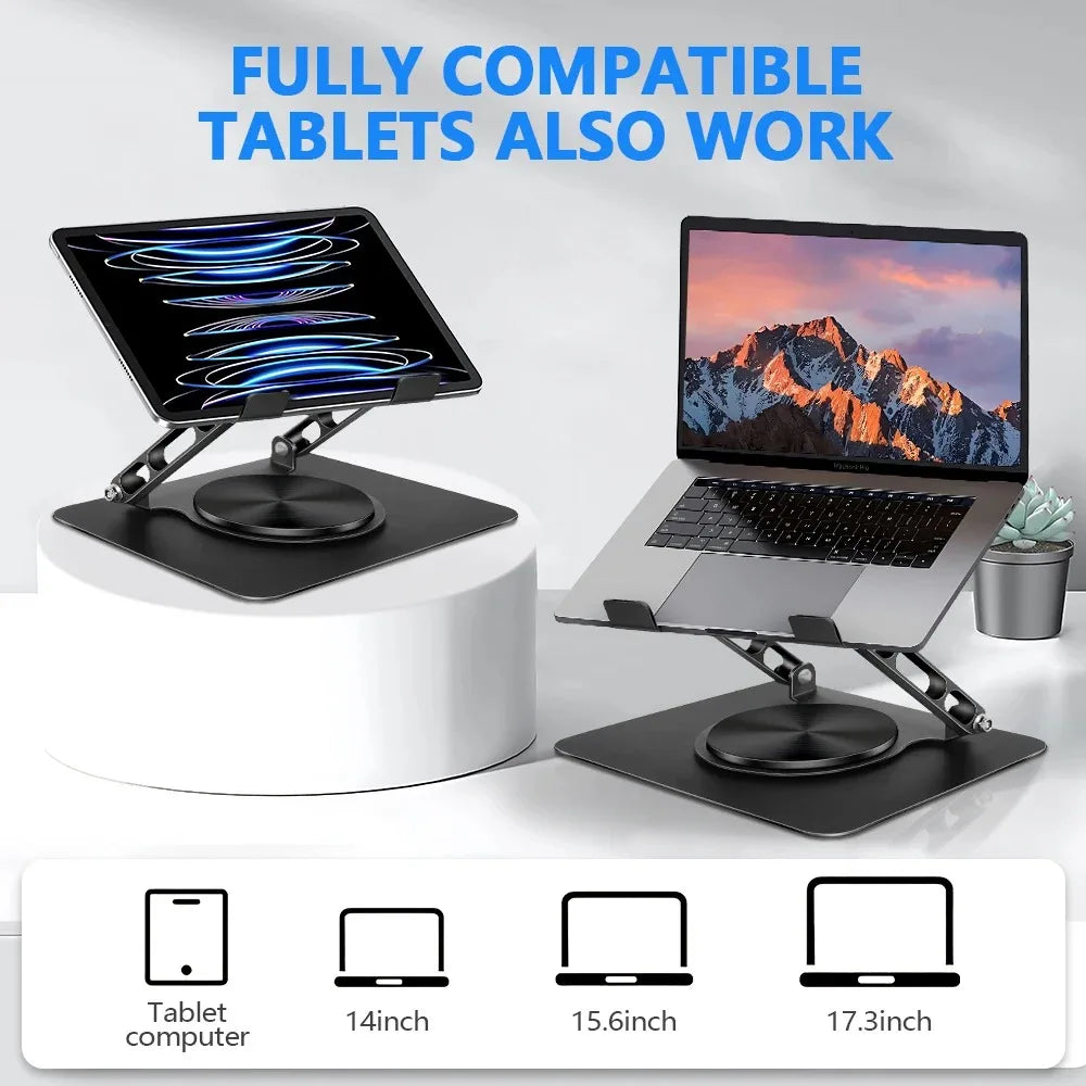 Foldable Laptop Stand – 360° Rotating Base, Adjustable & Ergonomic