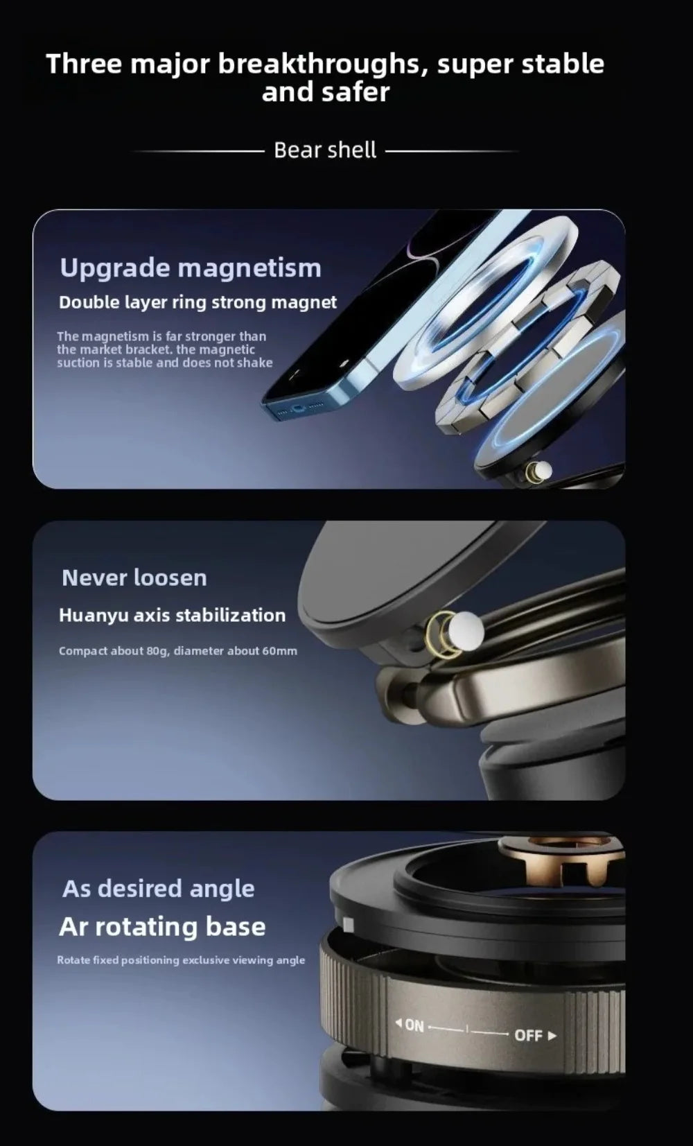 Magnetic Car Phone Holder – 360° Rotatable & Foldable Mount, Universal Compatibility