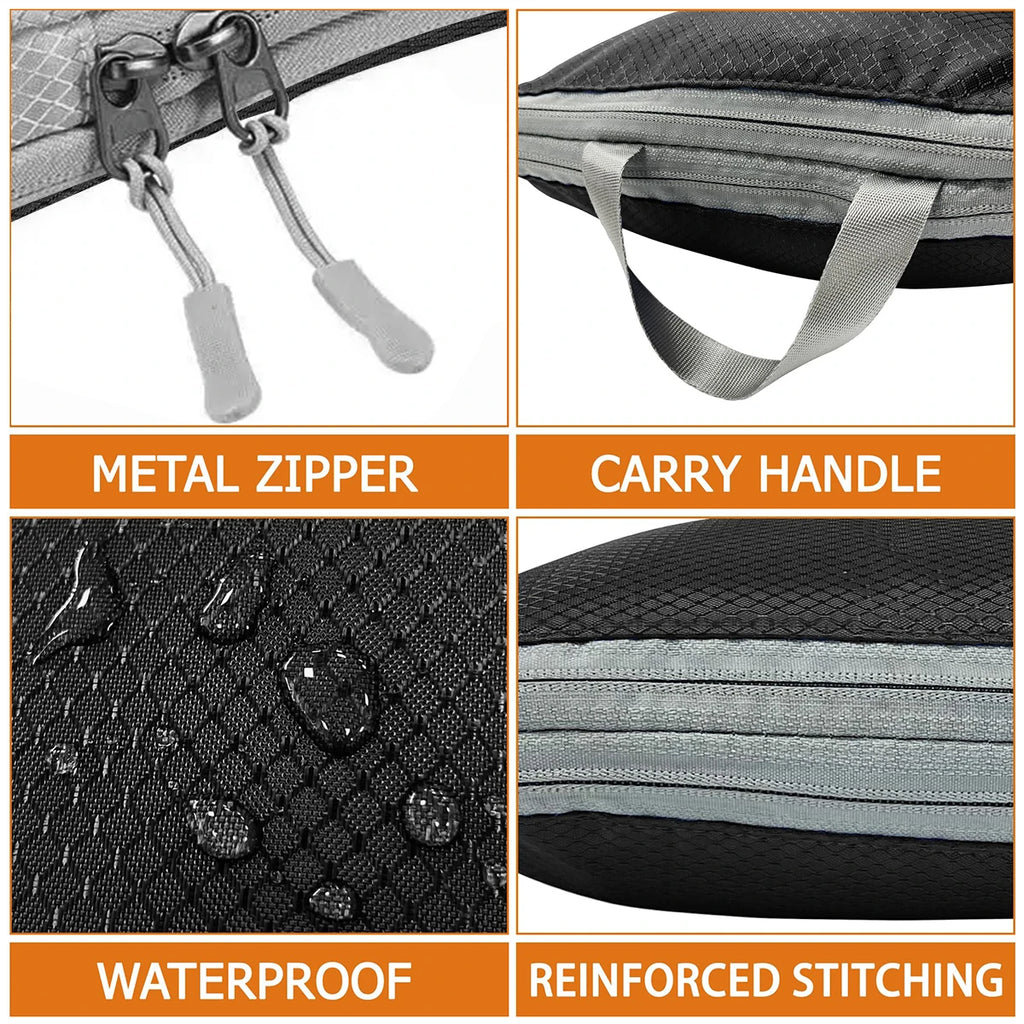 4-Piece Compression Packing Cubes Set – Waterproof Travel Luggage Organizers (S/M/L/XL)
