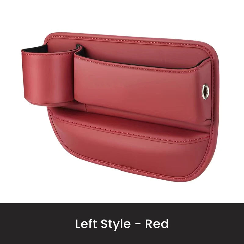 PU Leather Car Console Crevice Storage Box – Seat Gap Organizer with Cup Holder