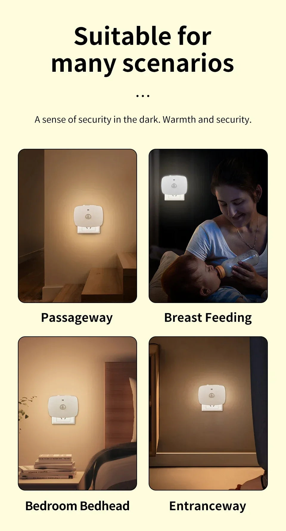 Motion Sensor LED Night Light – Smart Infrared Wall Plug, EU/US, 3 Colors