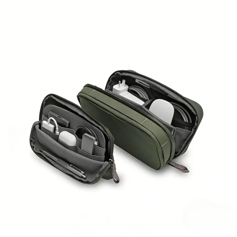 2-in-1 Tech Organizer Pouch – Detachable Double-Layer Cable & Electronics Storage Bag