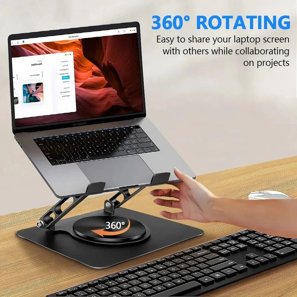 Foldable Laptop Stand – 360° Rotating Base, Adjustable & Ergonomic