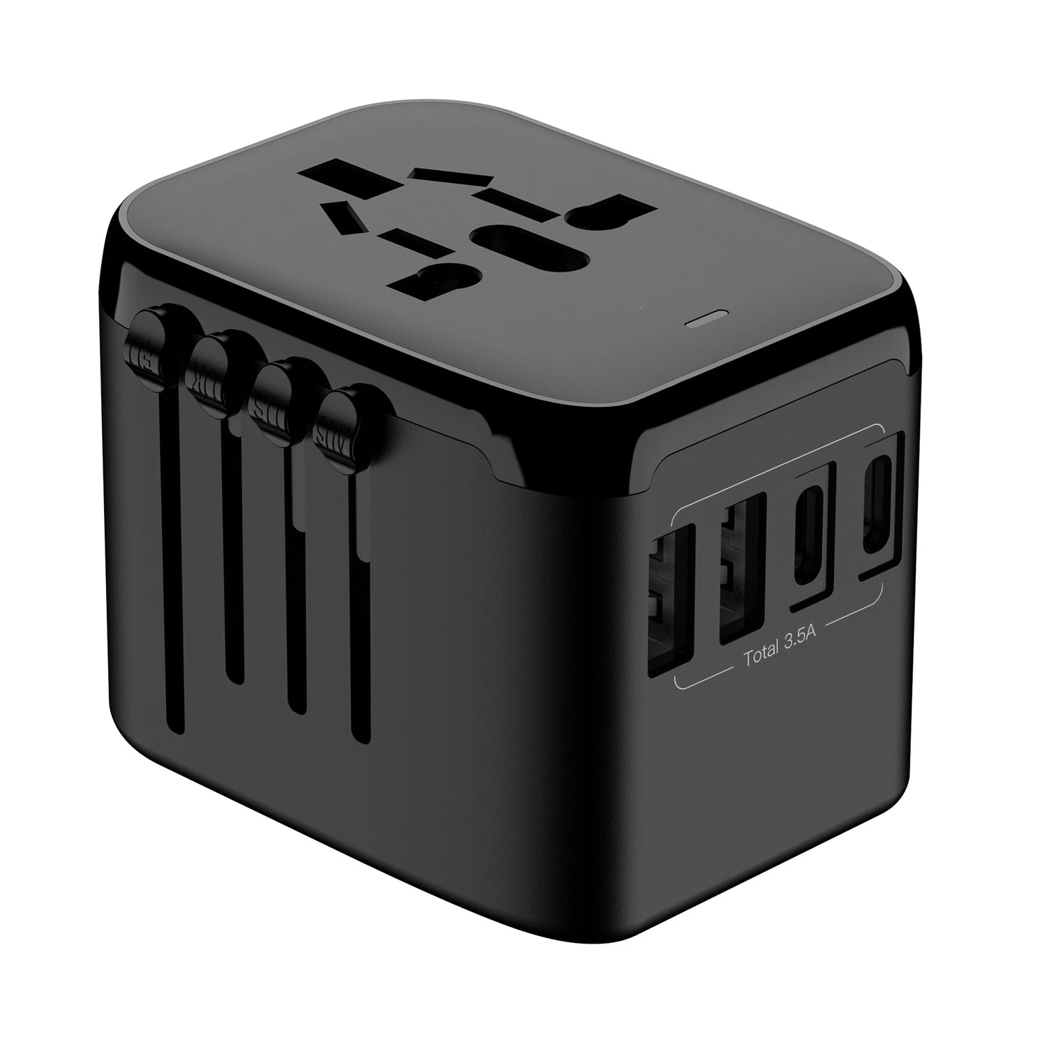 All-in-One Universal Travel Adapter – 2 USB-A + 2 USB-C, 2000W, EU/UK/US/AU Plug