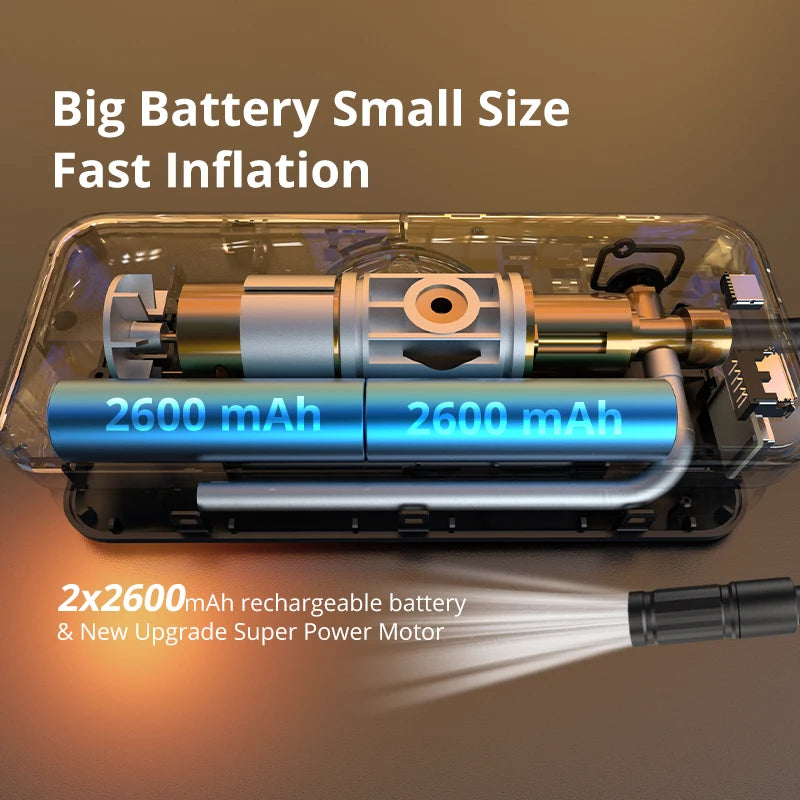 CARSUN Cordless Tire Inflator – 94 PSI, Digital Display, Rechargeable with Power Bank Function