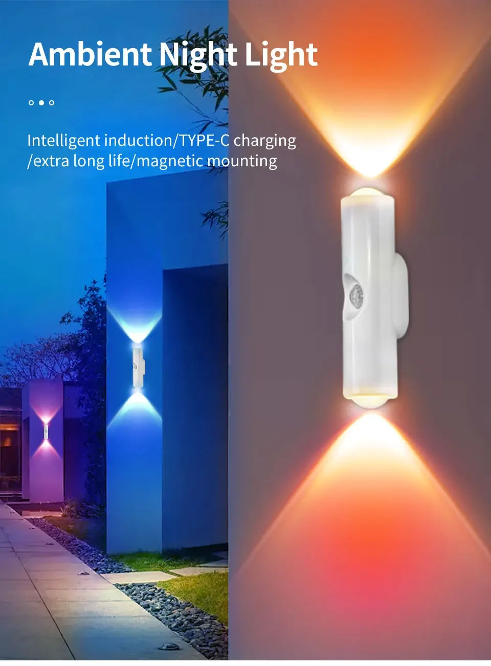 Magnetic LED Night Light – Motion Sensor, 7-Color RGB, USB Rechargeable