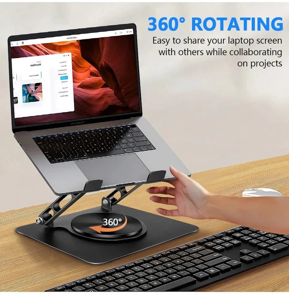 Foldable Laptop Stand – 360° Rotating Base, Adjustable & Ergonomic