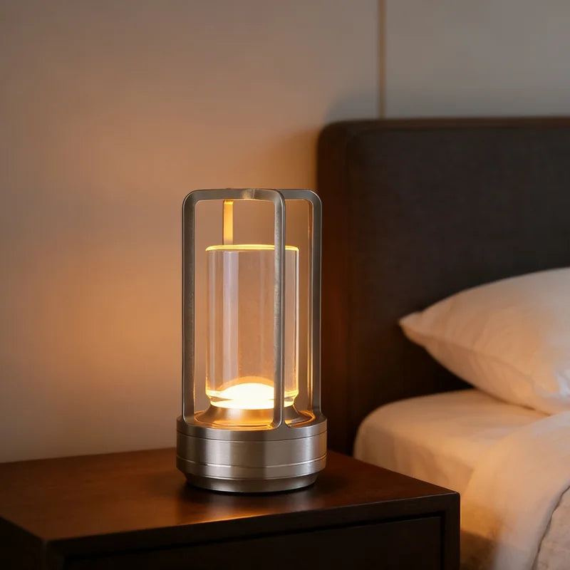 Retro Cordless LED Table Lamp – Touch Dimming, USB Rechargeable, Bar & Bedroom Decor