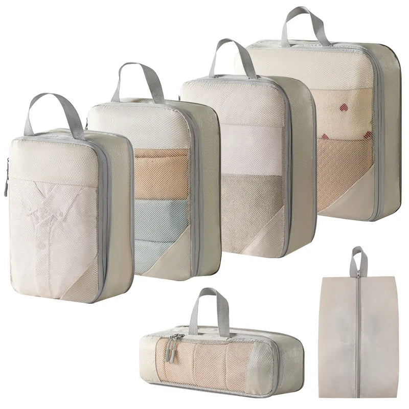 Expandable Compression Packing Cubes – Lightweight Travel Organizer Set for Suitcases