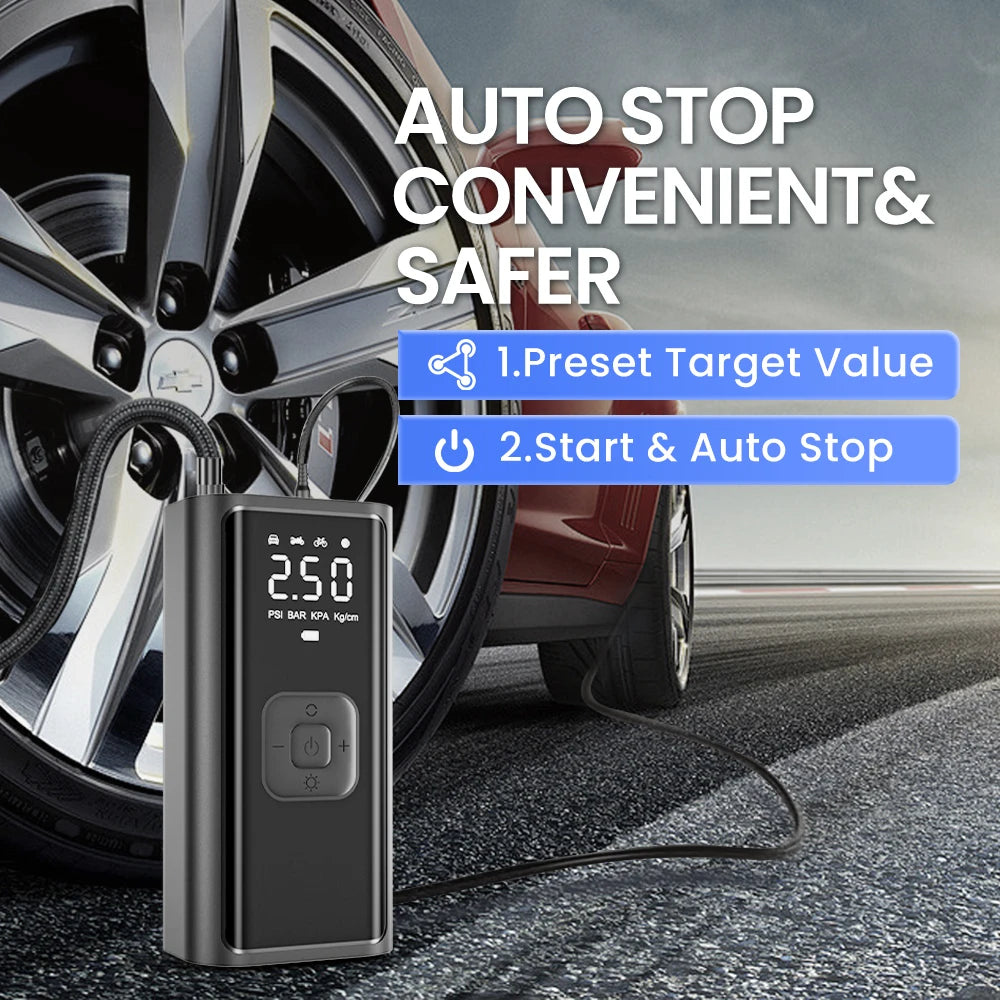 Portable Car Tire Inflator – 150 PSI Fast Air Compressor for Cars, Motorcycles, Bikes & Balls