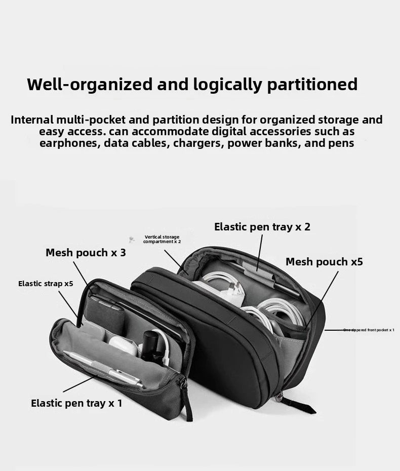 2-in-1 Tech Organizer Pouch – Detachable Double-Layer Cable & Electronics Storage Bag