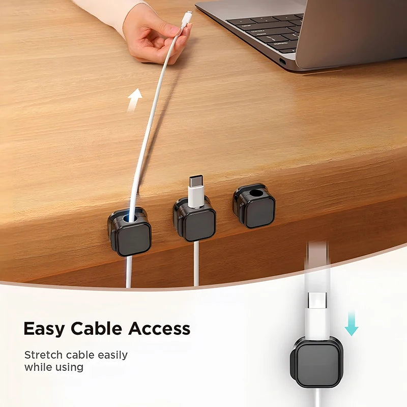 Adhesive Magnetic Cable Clips – Wire & Cord Organizer for Desk, Office & Home