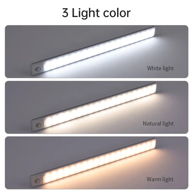 Wireless LED Cabinet Light – Motion Sensor, USB Rechargeable, 3-Color