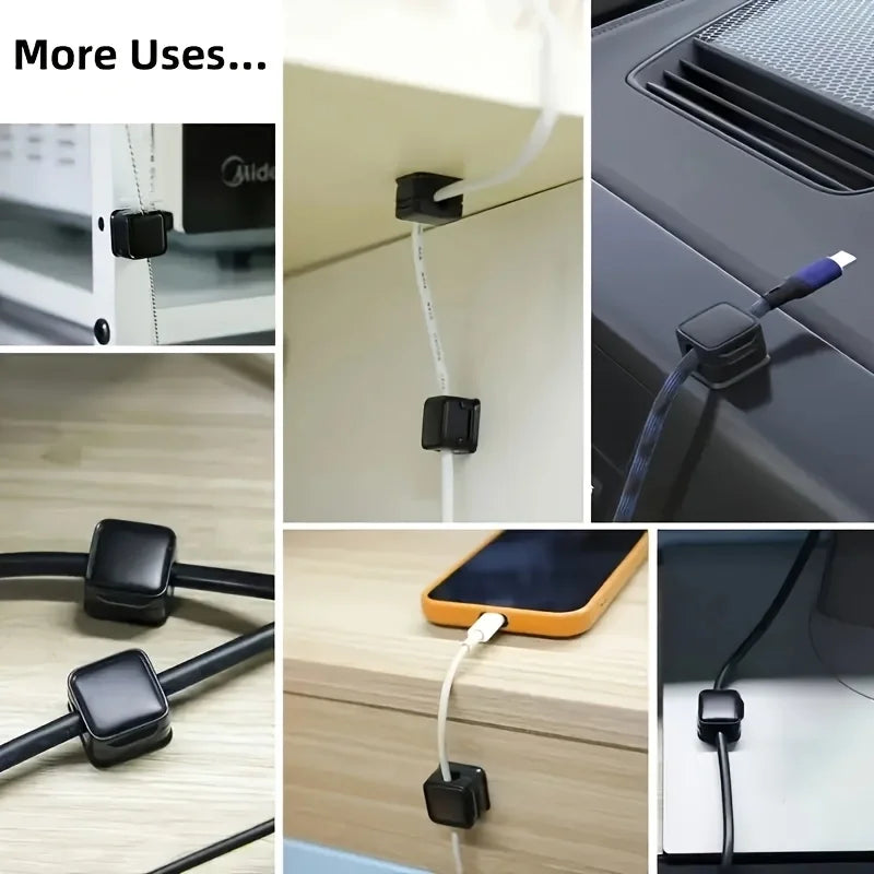 Magnetic Cable Clips – Desk Cord Organizer & Wire Holder (6-Pack)