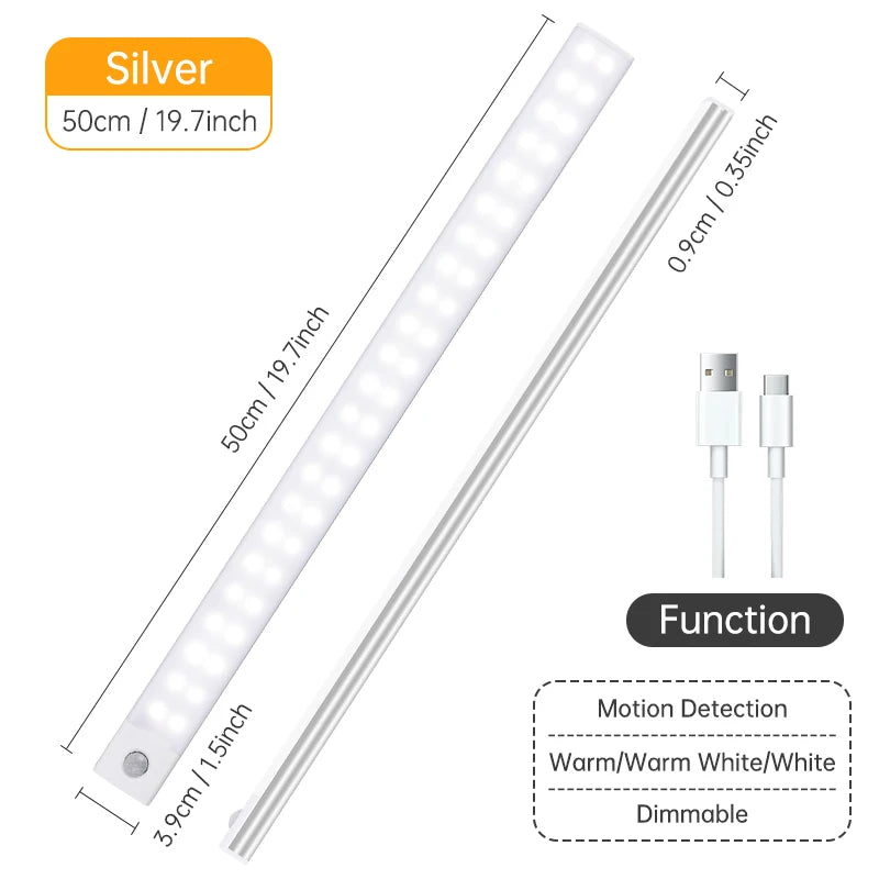 Wireless LED Cabinet Light – Motion Sensor, USB Rechargeable, 3-Color