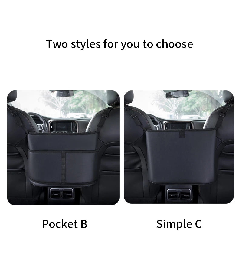 PU Leather Car Console Organizer – Seat Gap Filler & Handbag Holder for Front Seats