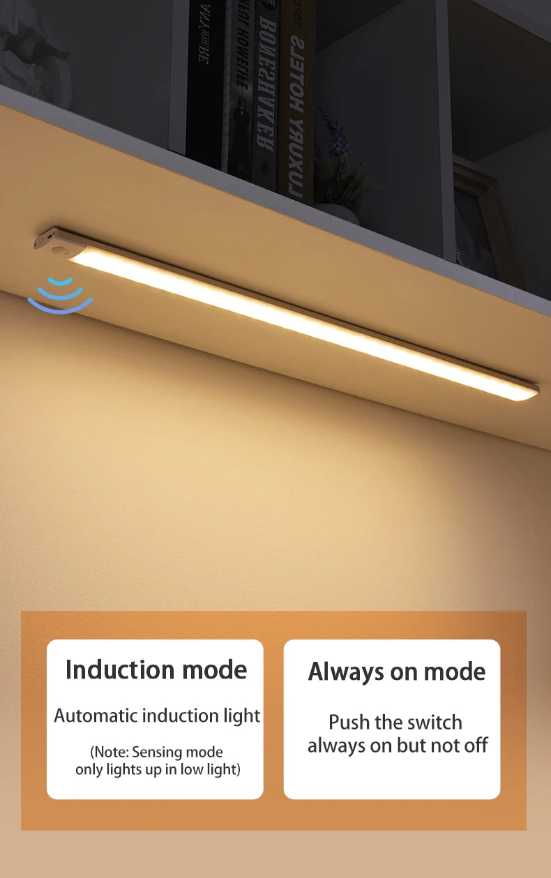 Wireless LED Cabinet Light – Motion Sensor, USB Rechargeable, 3-Color