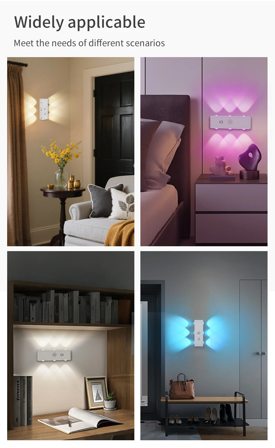 Magnetic Motion Sensor Night Light – RGB & 3-Color, Rechargeable, USB-C