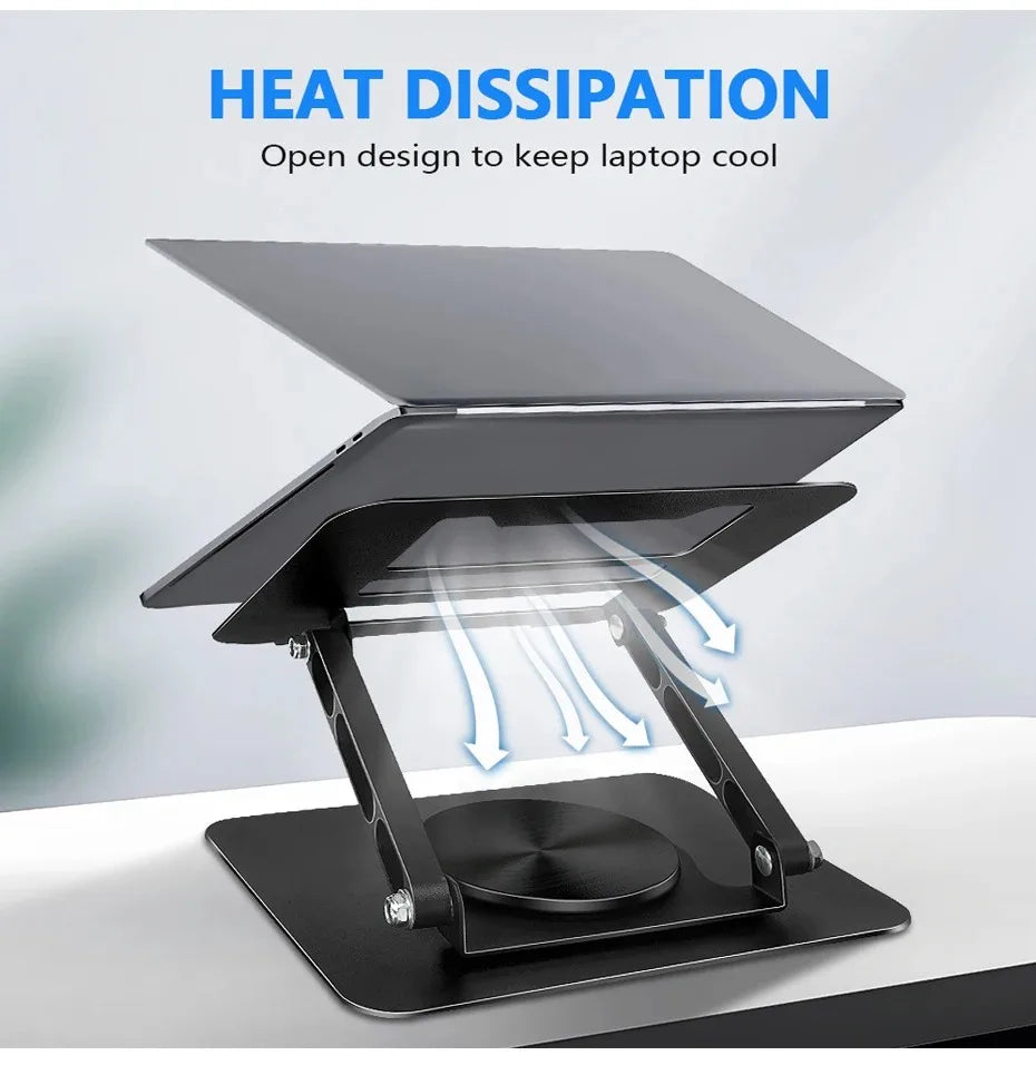 Foldable Laptop Stand – 360° Rotating Base, Adjustable & Ergonomic