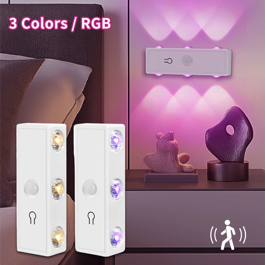 Magnetic Motion Sensor Night Light – RGB & 3-Color, Rechargeable, USB-C