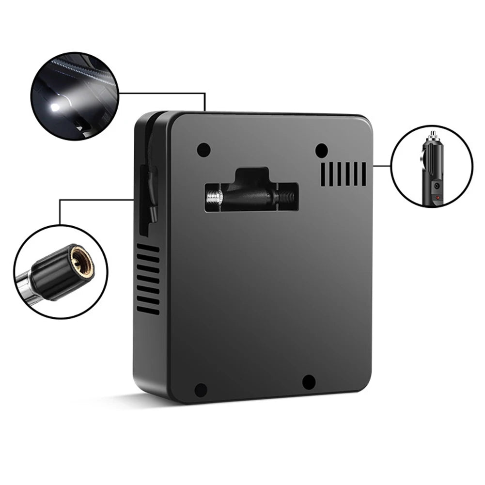12V Portable Tire Inflator with LED Flashlight – 100 PSI Air Pump for Cars, Bikes & Sports