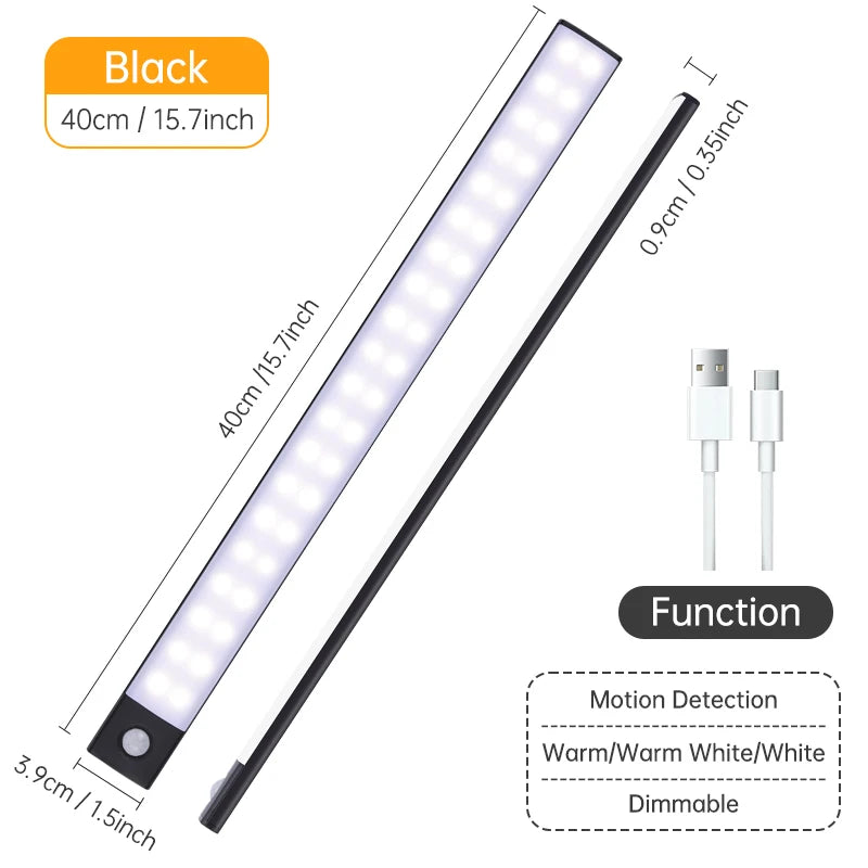 Wireless LED Cabinet Light – Motion Sensor, USB Rechargeable, 3-Color