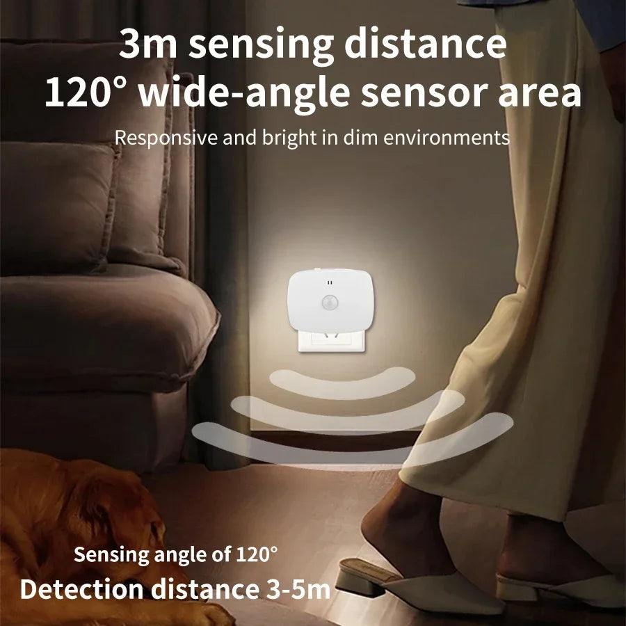 Motion Sensor LED Night Light – Smart Infrared Wall Plug, EU/US, 3 Colors