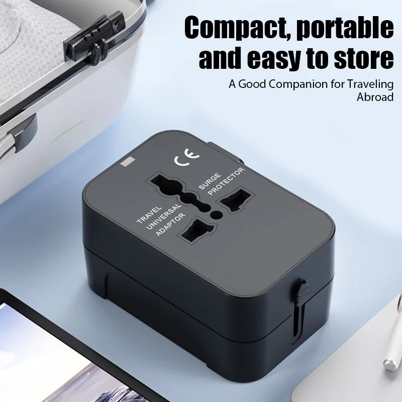 Universal Travel Adapter – Dual USB, 1200W, EU/UK/US/AU Plug Converter