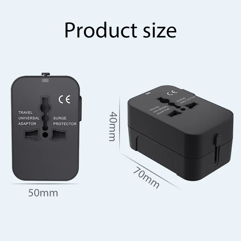 Universal Travel Adapter – Dual USB, 1200W, EU/UK/US/AU Plug Converter