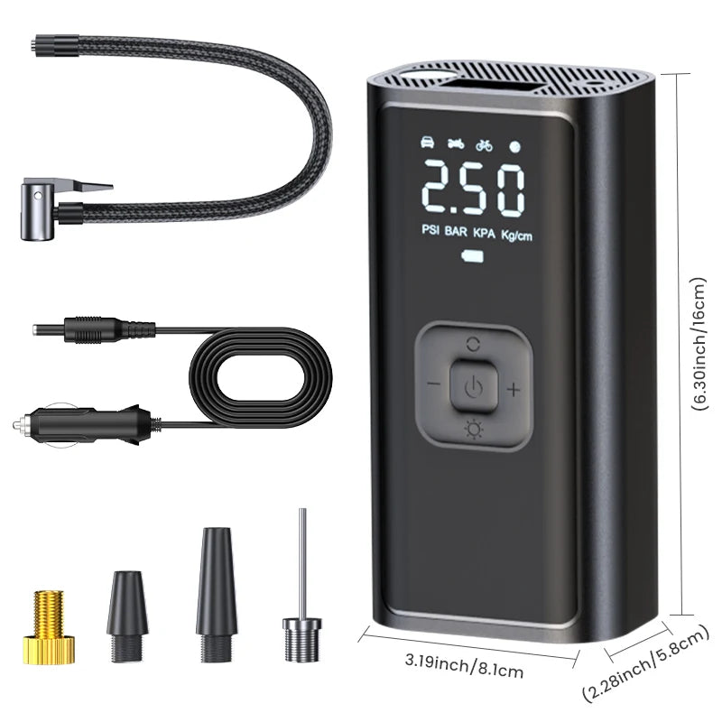 Portable Car Tire Inflator – 150 PSI Fast Air Compressor for Cars, Motorcycles, Bikes & Balls