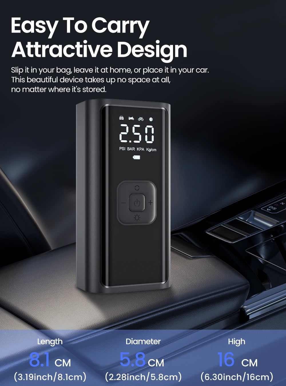 Portable Car Tire Inflator – 150 PSI Fast Air Compressor for Cars, Motorcycles, Bikes & Balls