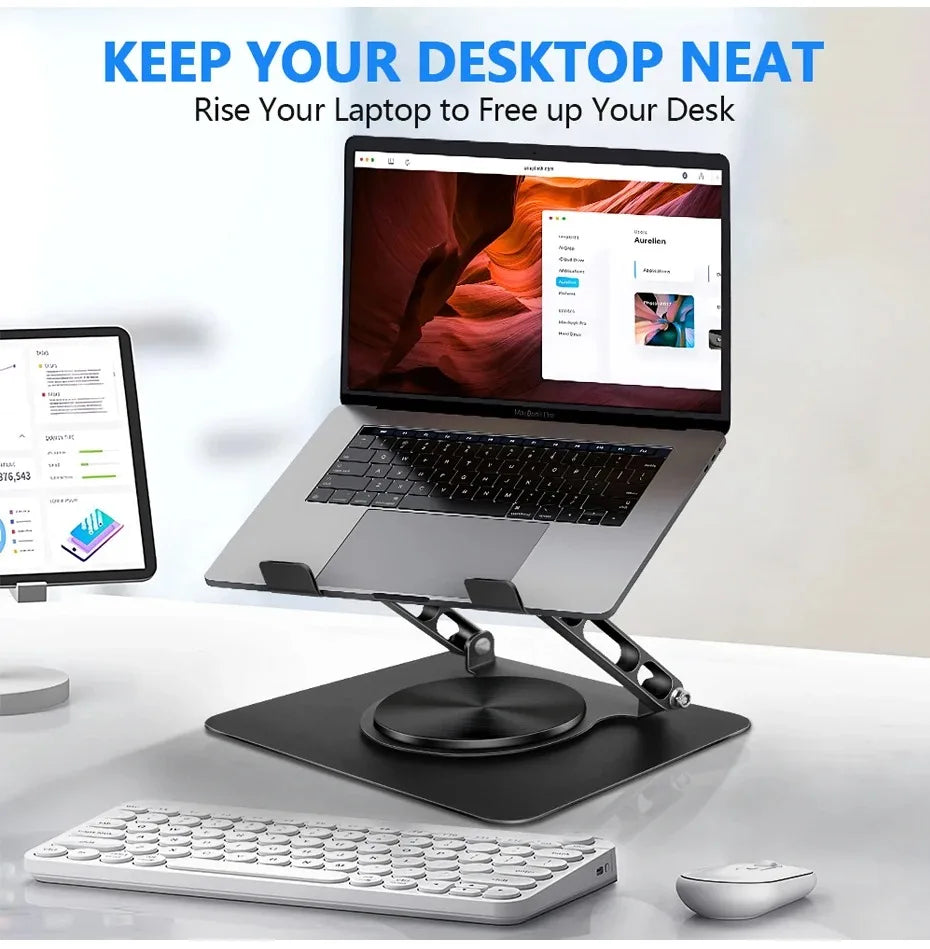 Foldable Laptop Stand – 360° Rotating Base, Adjustable & Ergonomic