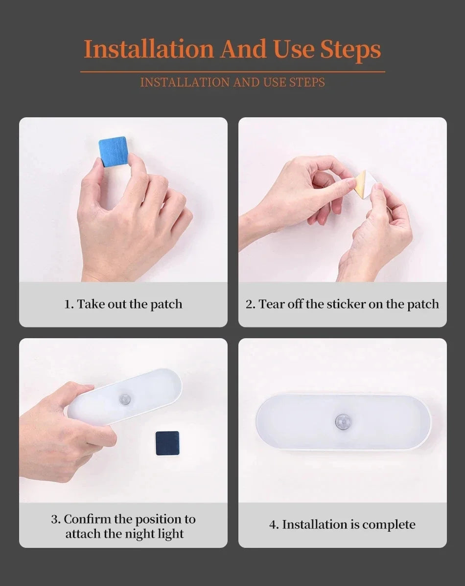Wireless LED Motion Sensor Lamp – USB-C Rechargeable, Warm & Cool White